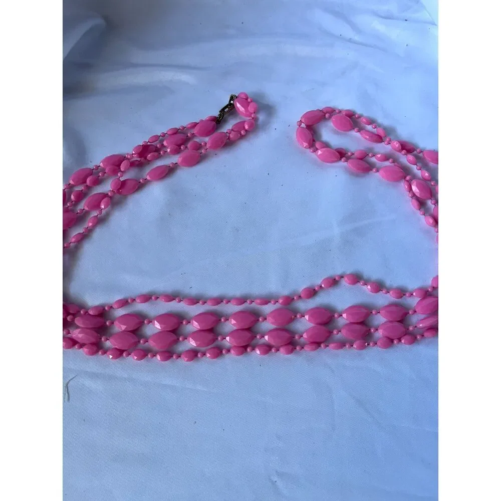 Lot of 4 plastic 1970's Vintage Long Necklaces